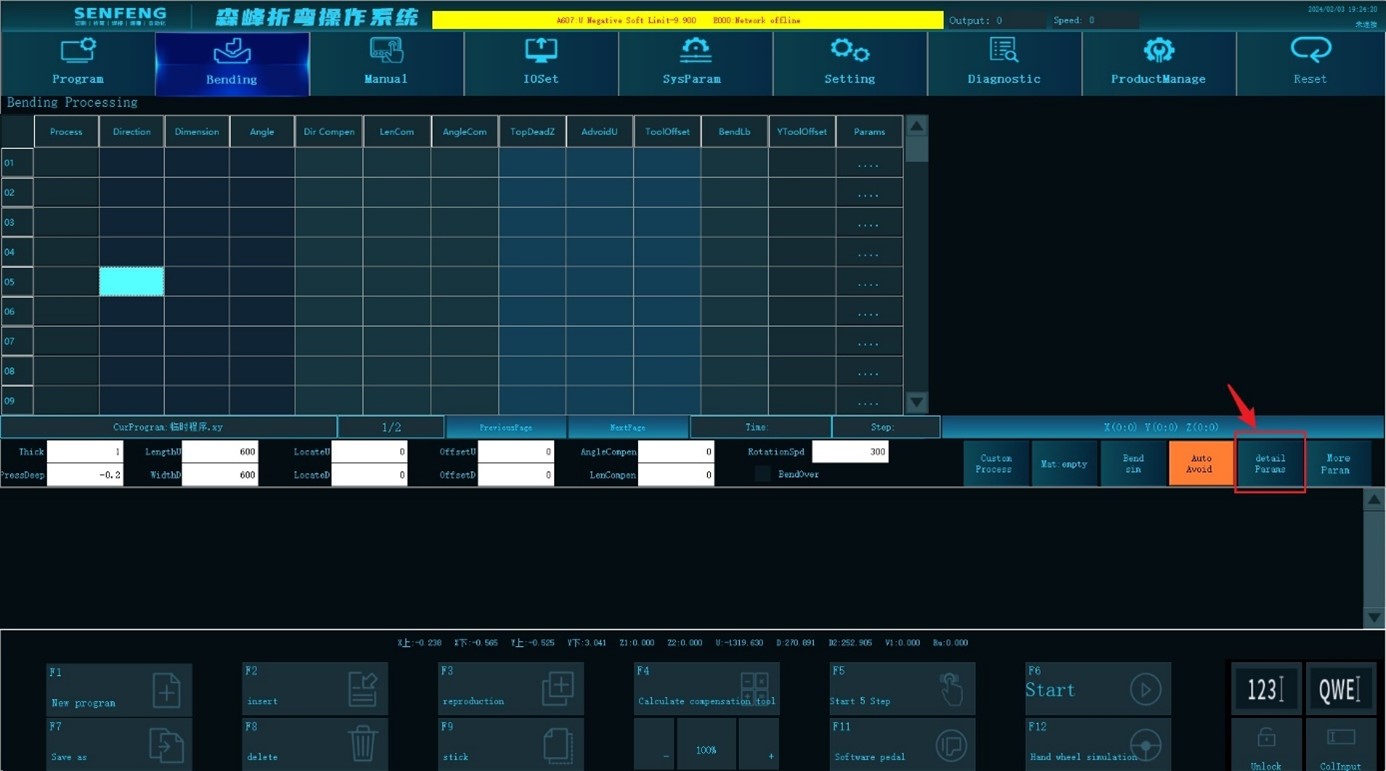 Detailed Bending Parameters